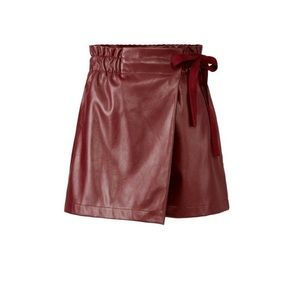 Line & Dot Wine Colored Faux Leather High Waisted Skort